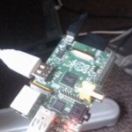 Raspberry Pi with SD card and cables plugged in