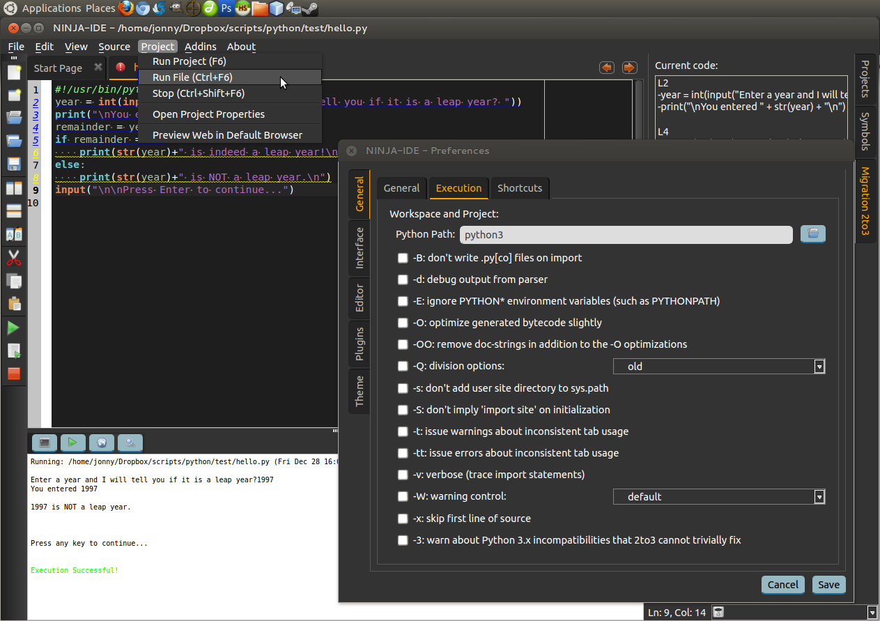 Ninja IDE Python Ubuntu