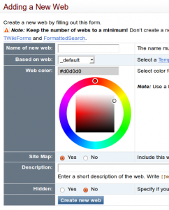 Twiki Create a New Web