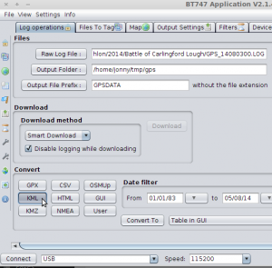 BT747 GPS Logging Software