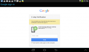 Android Screenshot 2 Factor Auth Google