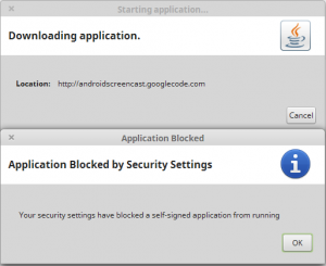 Application Blocked by Security Settings